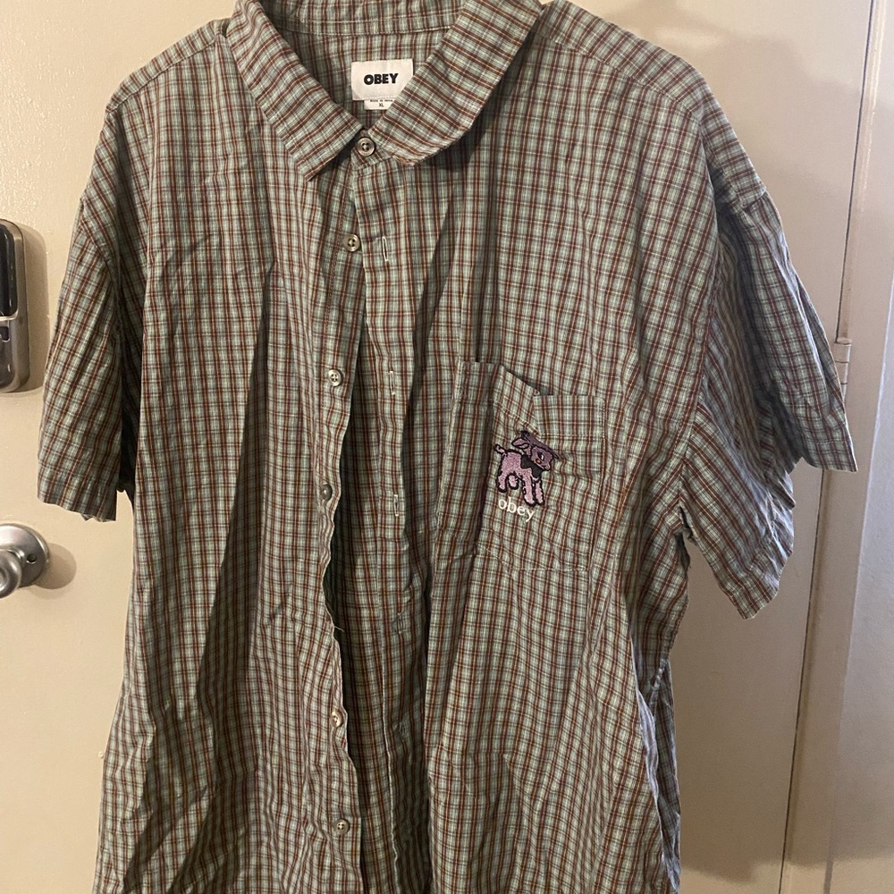 Obey Men's Casual Plaid Button-Down Shirt